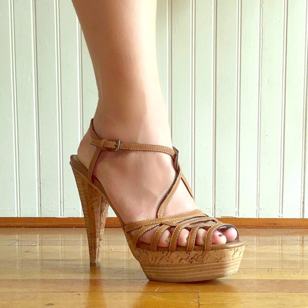 Strappy nude heels