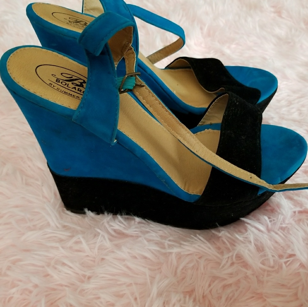 Blue and black wedges