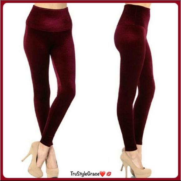 🍷 Luxe Wine🍷 Velvet Leggings - Picture 2 of 3