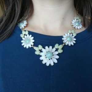 Jeweled flower statement necklace