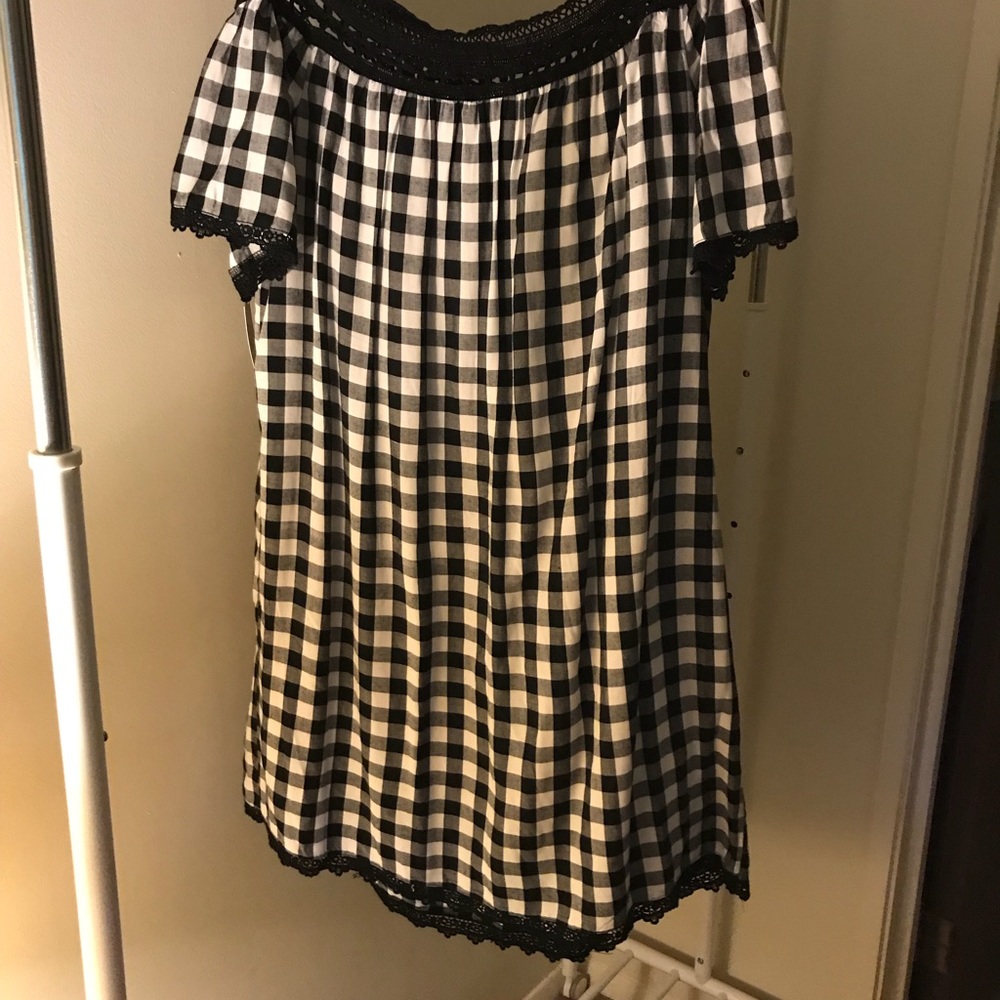 Off Shoulder Gingham Dress