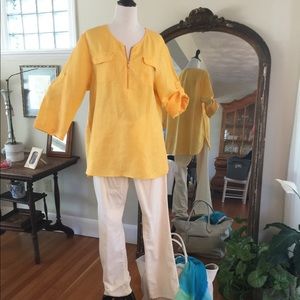 Bright yellow linen tunic, Jones NY