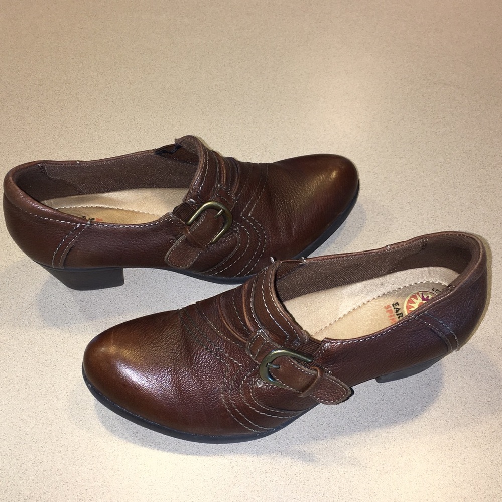 Earth Spirit Brown Leather Buckle Slip On