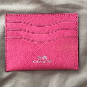 Authentic pink Leather Coach card holder