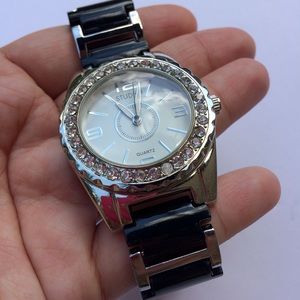 Studio black & silver women's watch with diamonds