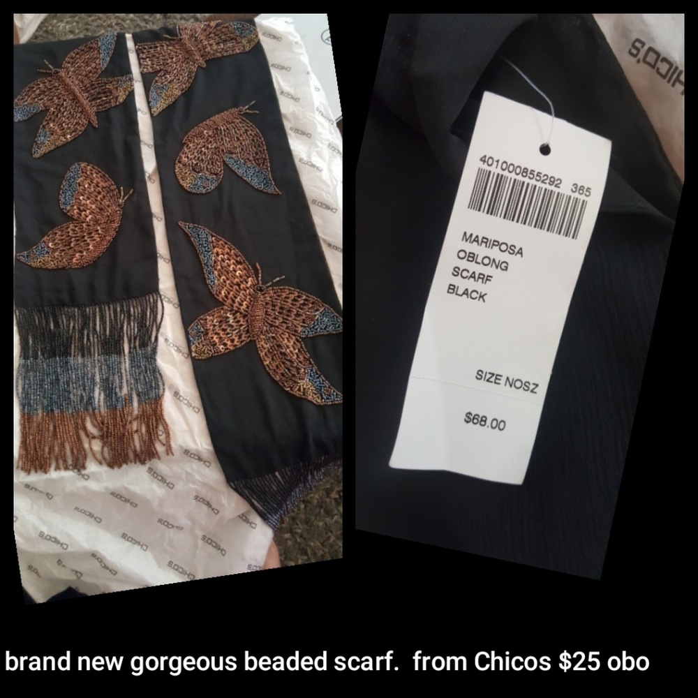 BNWT Chicos beautiful beaded scarf