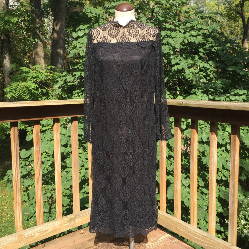 Black Embellished Lace Dress