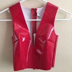 Red patent leather crop top