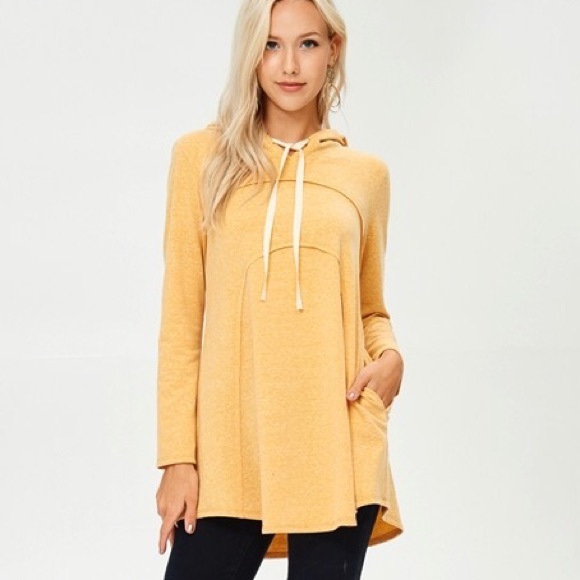 Boutique Tops - Yellow Hooded Tunic