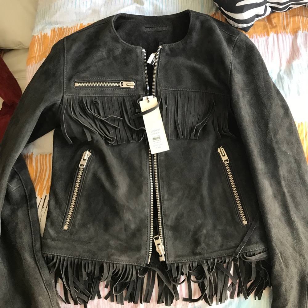Topshop NWT grey suede jacket