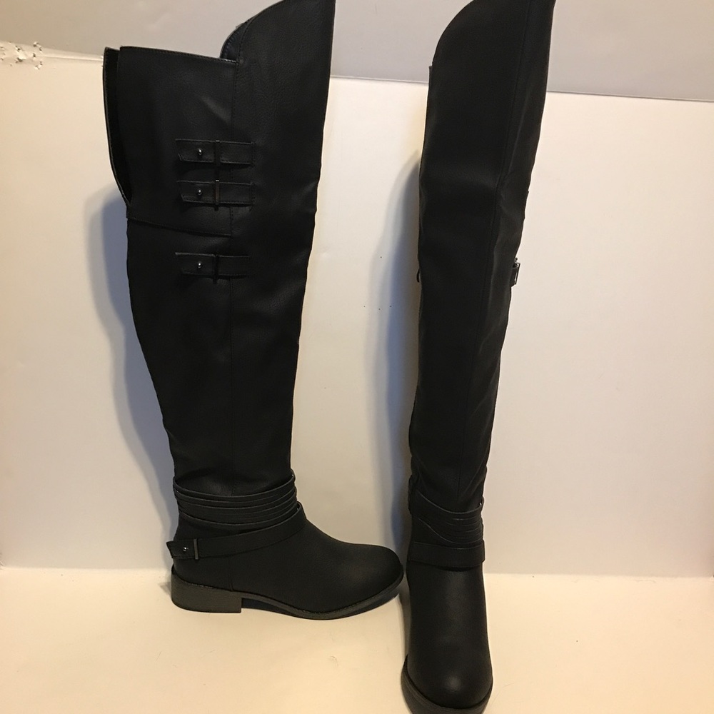 New JustFab Black Vegan OTK Boots 10