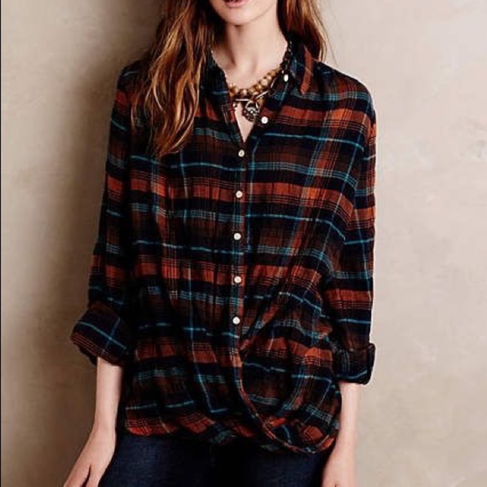 Anthropologie plaid button down sz: XS