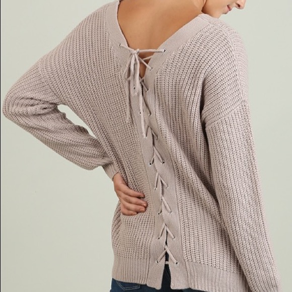 Lace up Cable Knit Sweater - Picture 2 of 4