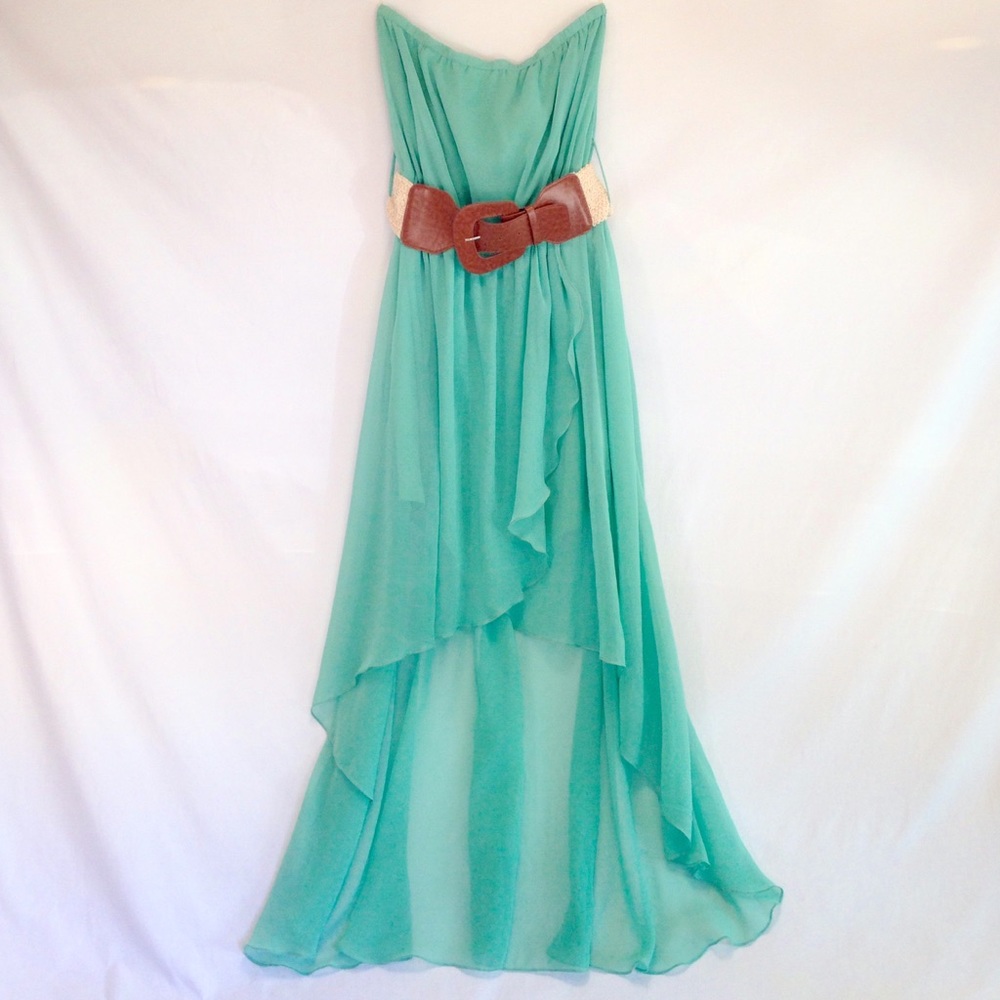 Strapless Turquoise Boho Dress