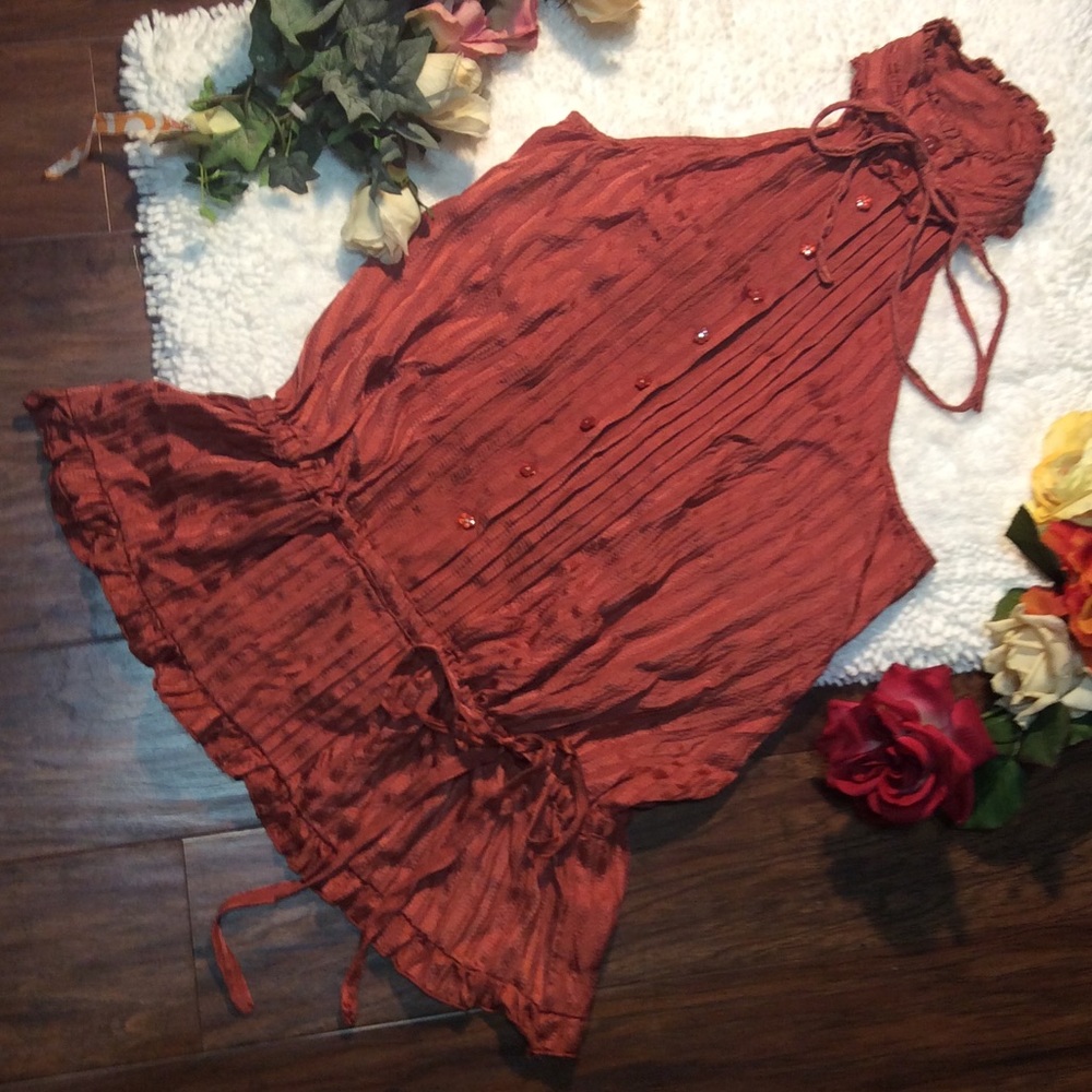 Bebe 100% Silk Choker Blouse