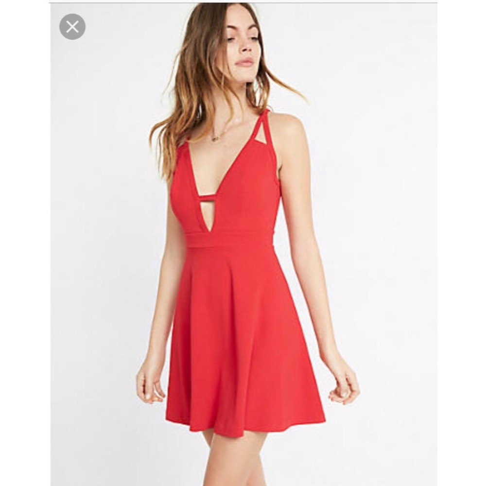 NWT Red fit-and-flare cutout dress