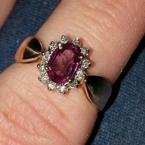 Amethyst and Diamond Gold Ring