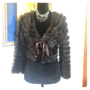 Genuine Rabbit Fur Bolero In Luscious Chocolate
