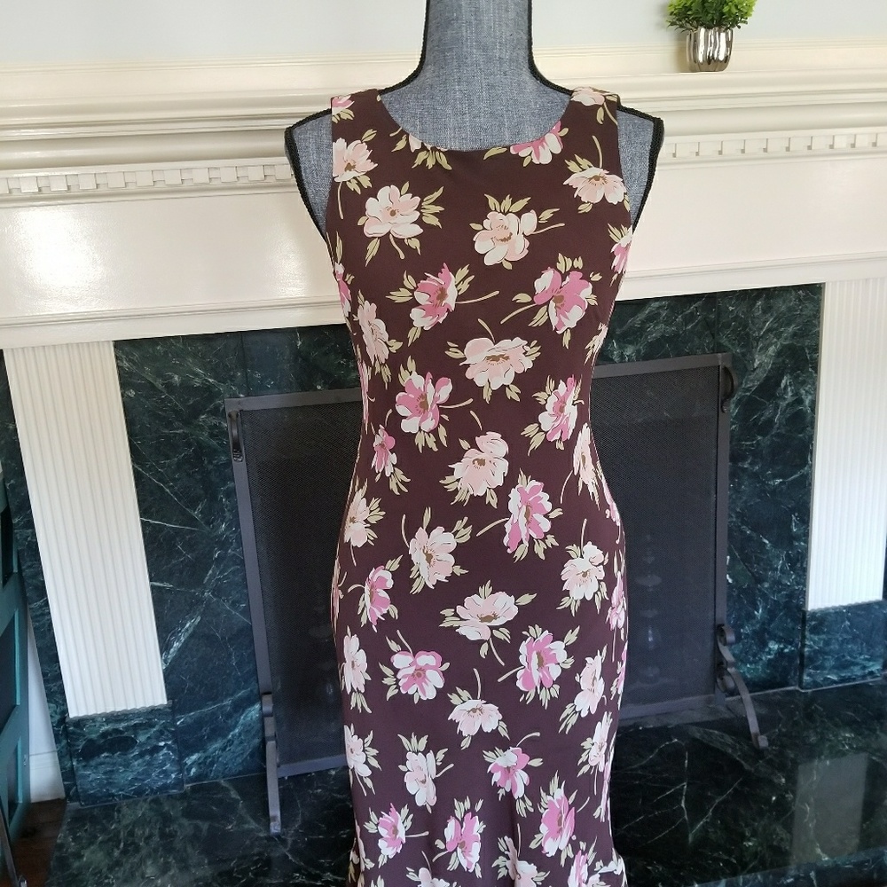 Ann Taylor LOFT Floral brown dress size 2