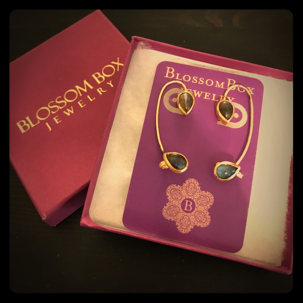 Blossom Box, earrings Labradorite, 18k gold plated