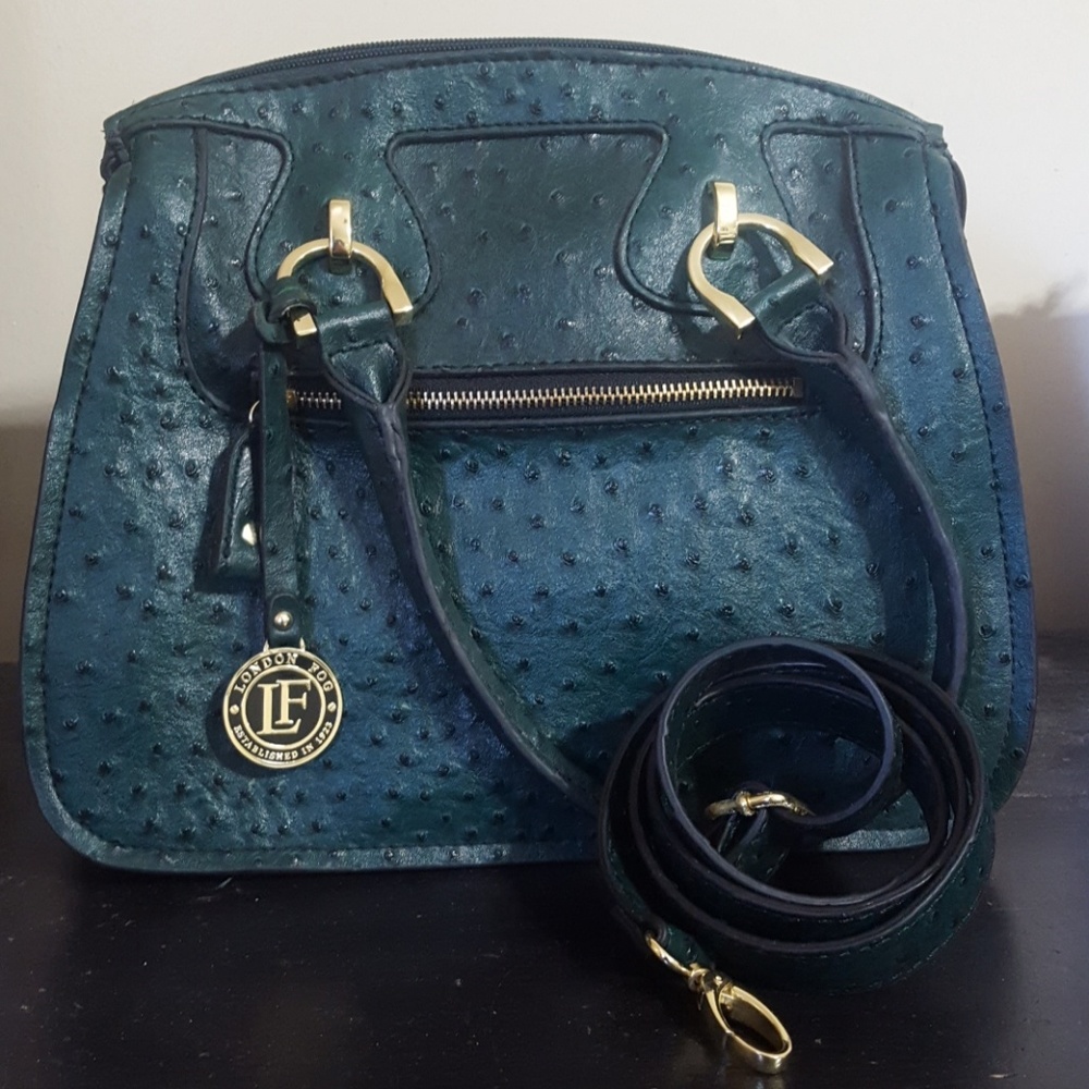 London Fog Hunter Green Ostrich Satchel