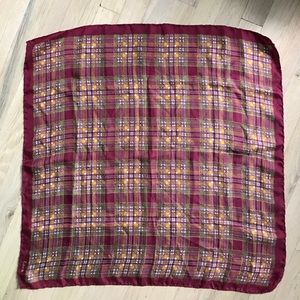 Vintage Merlot Plaid Silk Scarf by Echo 26"x26"