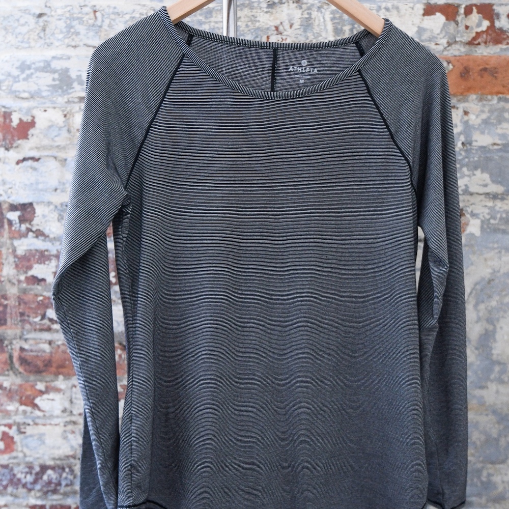 Athleta micro-stripe long-sleeve tee