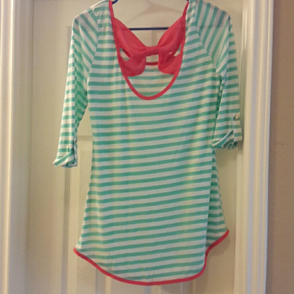 Striped Bow Back Top