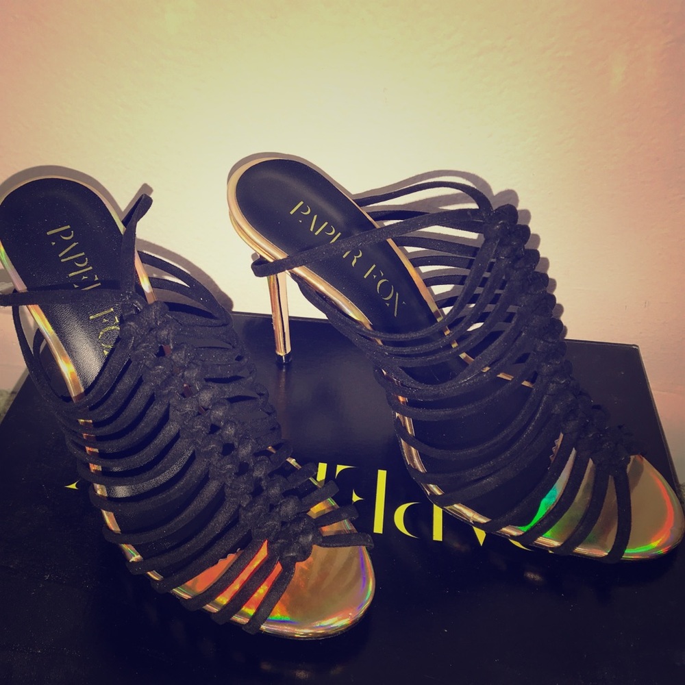 Shoe dazzle black and gold heels✨brand new