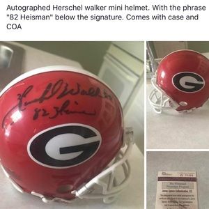 Autographed Herschel Walker Helmet case and COA