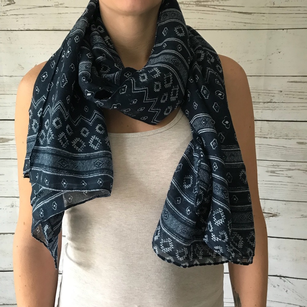 Navy and Cream Print Kimono/Scarf