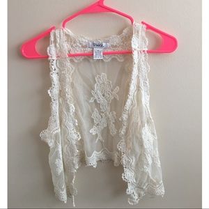 NWOT Cream lace vest