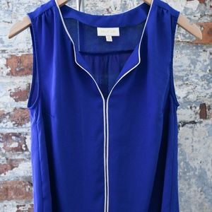 Sheer Cobalt sleeveless top with piping