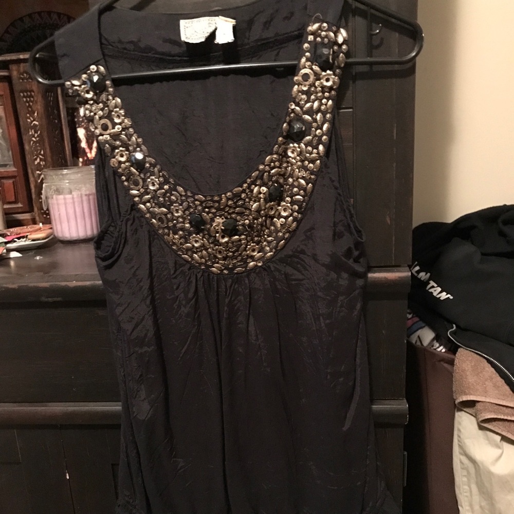 Black blouse with metal decor