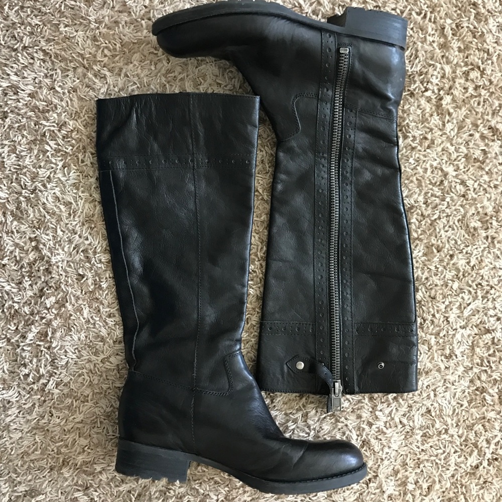Franco Sarto Black Leather Boots Size 10.5 - Picture 6 of 8