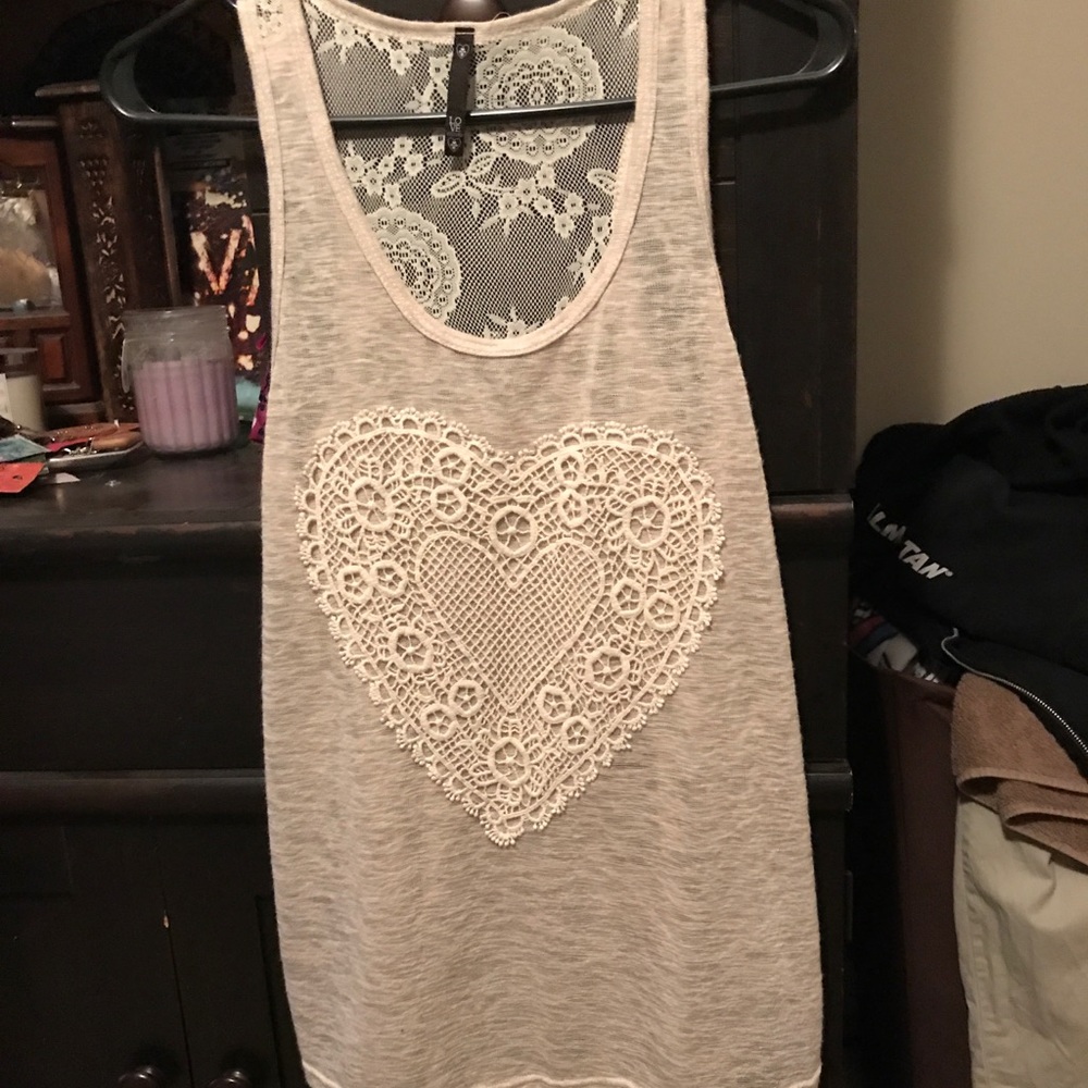 Cream tank top lace back