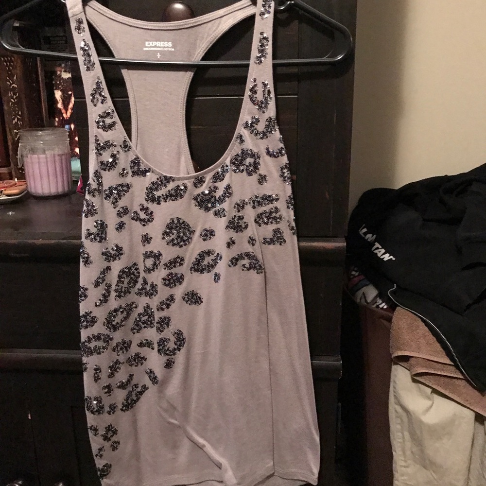 Tank with cheetah sequins