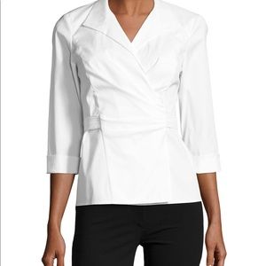 Lafayette 148 White Wrap Blouse
