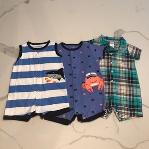 3M Baby Boy Romper 3 Piece Summer Bundle