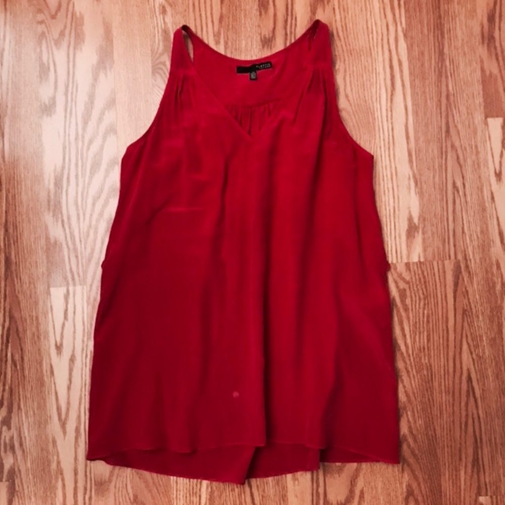 PLASTIC ISLAND Crimson-Red Silk Tunic Dress