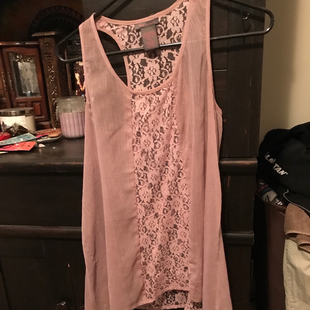 Chiffon and lace pink top