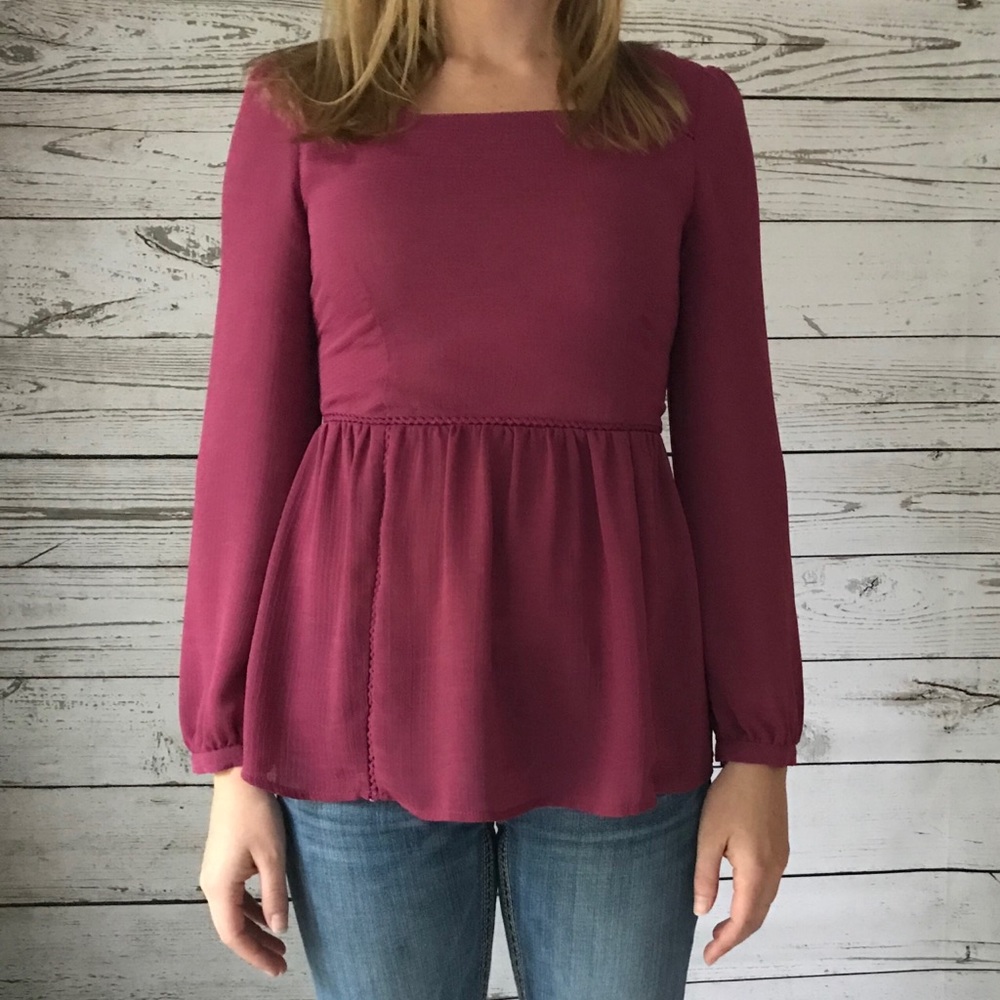 Burgundy Long Sleeve Blouse