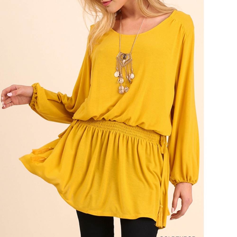😍Mustard Tunic with Cinched Waist