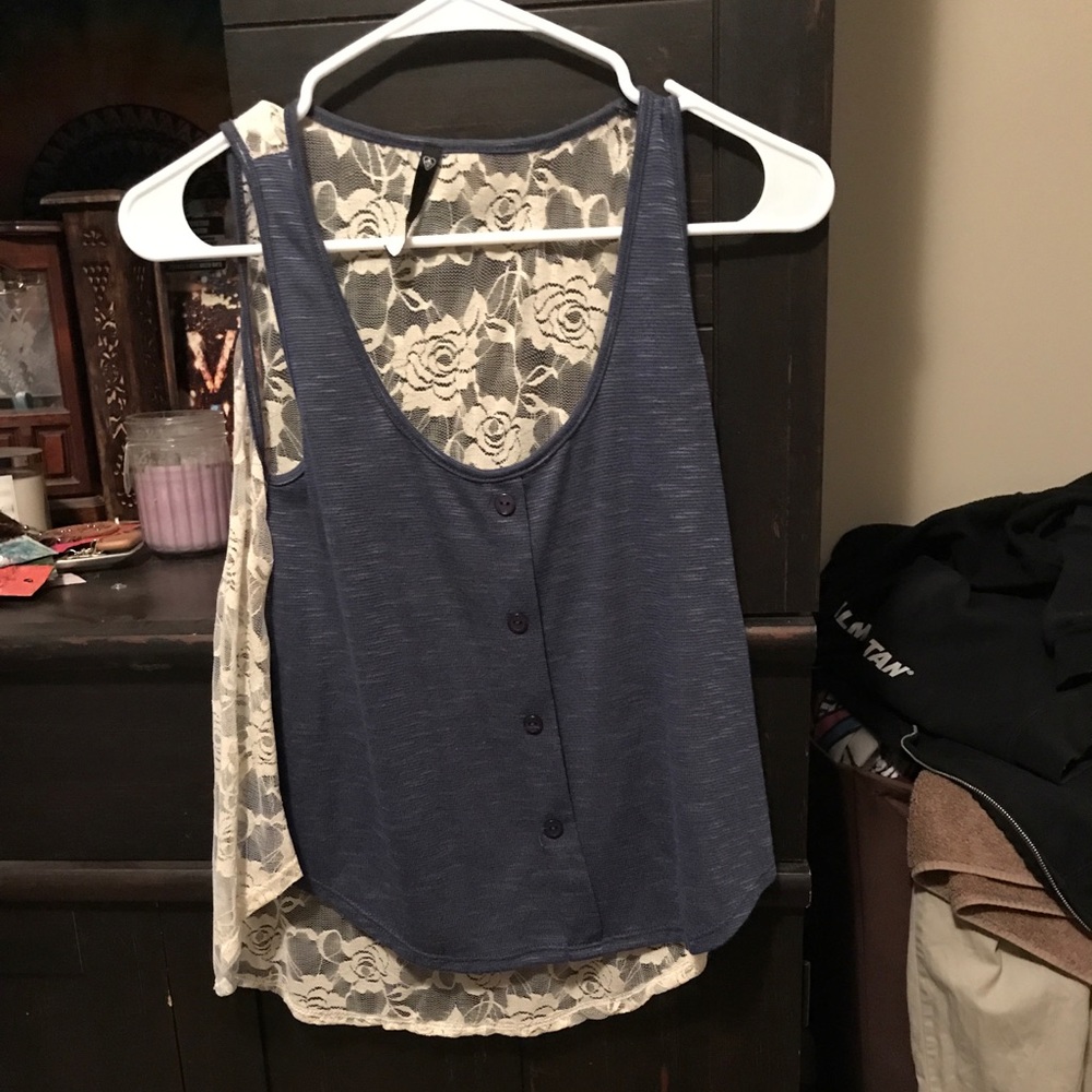 Comfy tank top blue wig full lace back