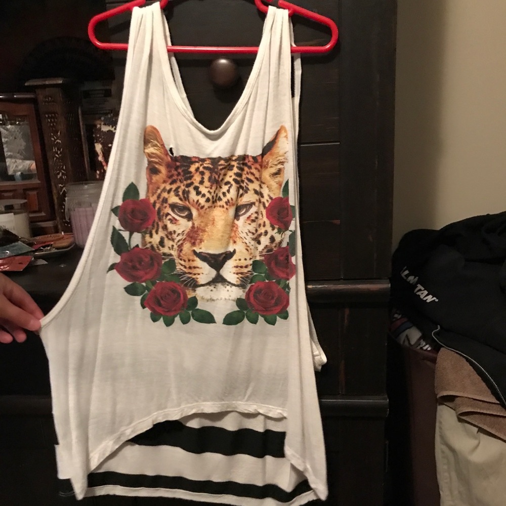 Jaguar print tank top stripe