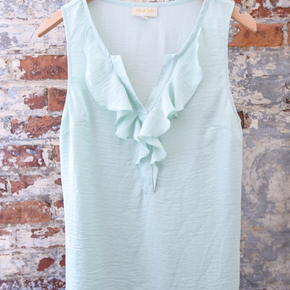 Mint Ruffle Sleeveless top