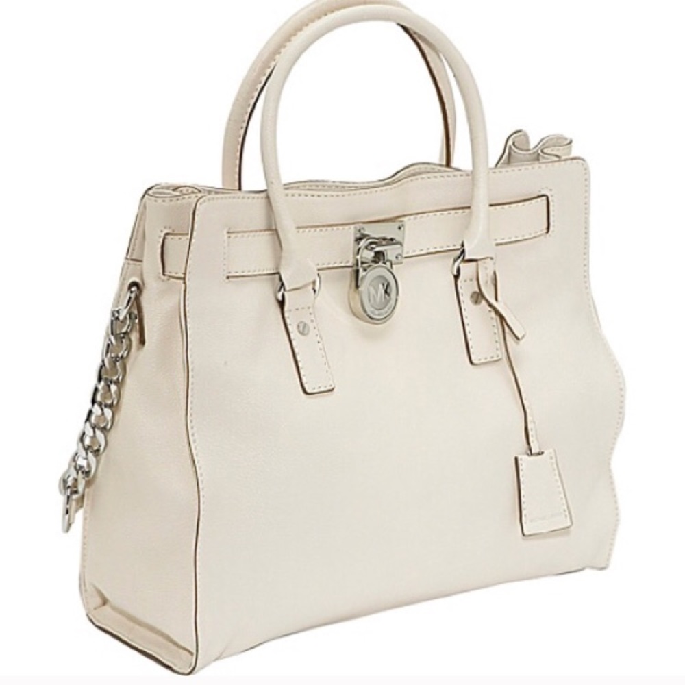 Michael Kors Cream Hamilton Leather Large Satchel