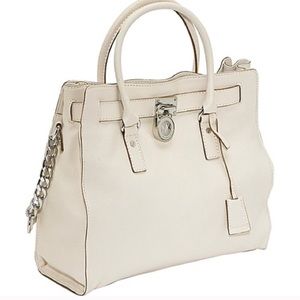 Michael Kors Cream Hamilton Leather Large Satchel