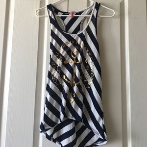 Blue and white anchor tank