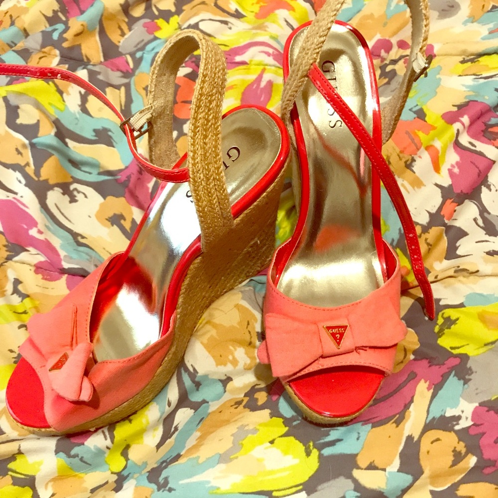Guess Bright Pink Wedges